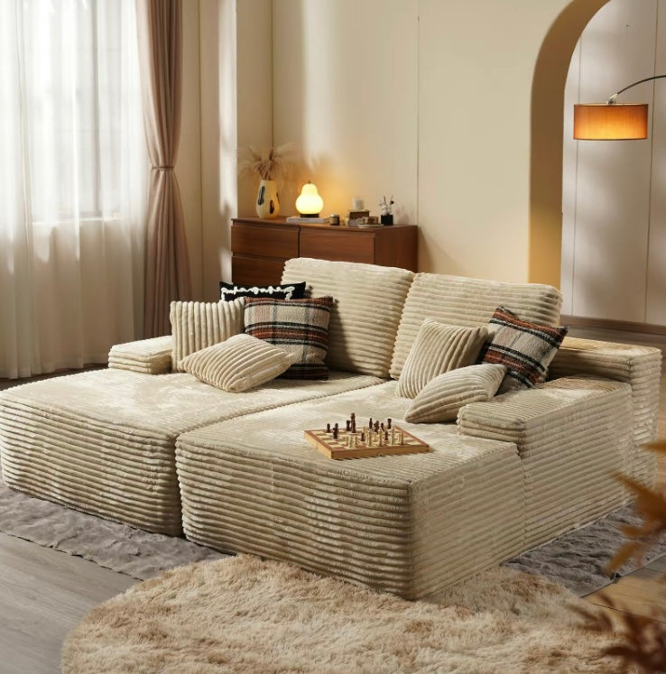 Luxury Compressed Sofa Bed - Plush Rabbit Hair Corduroy | Ergonomic Design | Instant Unboxing