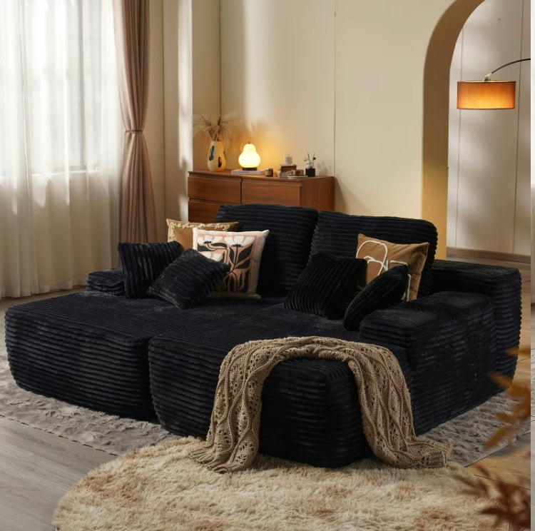 Luxury Compressed Sofa Bed - Plush Rabbit Hair Corduroy | Ergonomic Design | Instant Unboxing