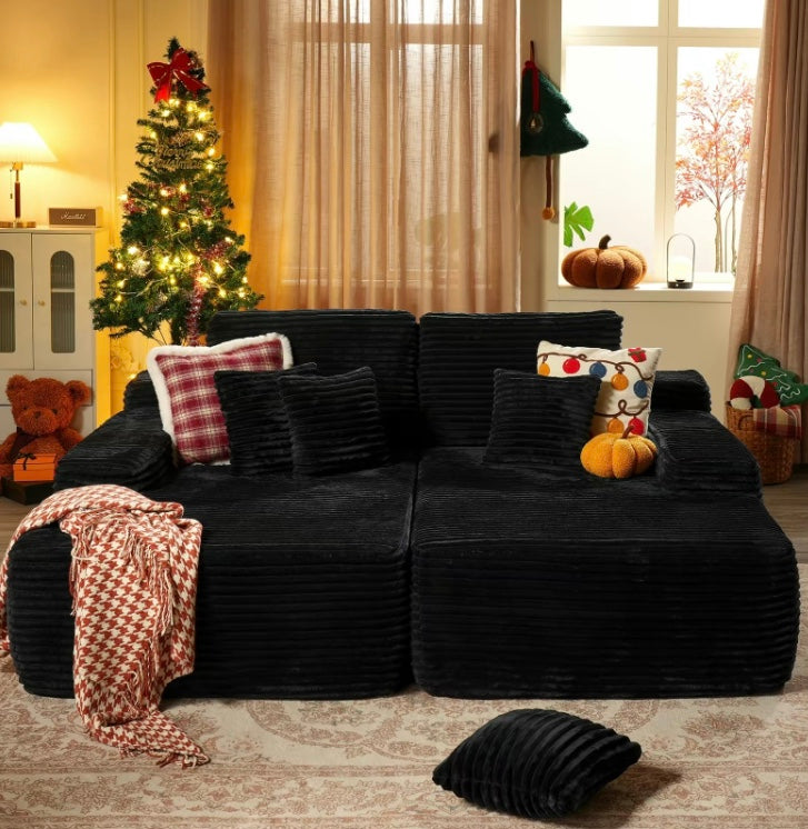 Luxury Compressed Sofa Bed - Plush Rabbit Hair Corduroy | Ergonomic Design | Instant Unboxing