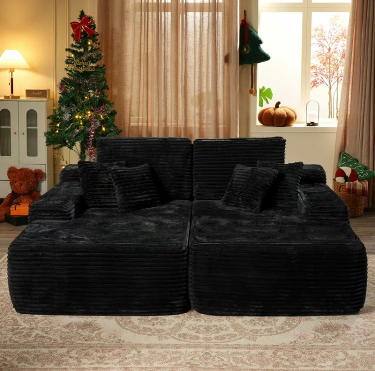 Luxury Compressed Sofa Bed - Plush Rabbit Hair Corduroy | Ergonomic Design | Instant Unboxing