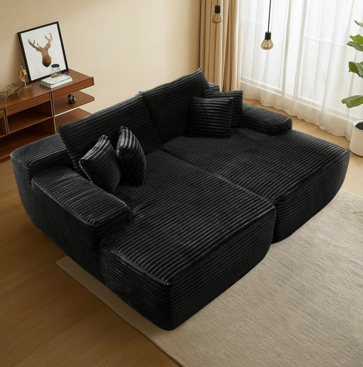 Luxury Compressed Sofa Bed - Plush Rabbit Hair Corduroy | Ergonomic Design | Instant Unboxing