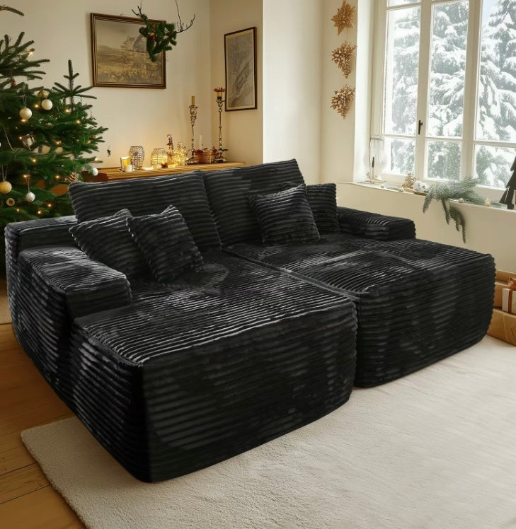 Luxury Compressed Sofa Bed - Plush Rabbit Hair Corduroy | Ergonomic Design | Instant Unboxing