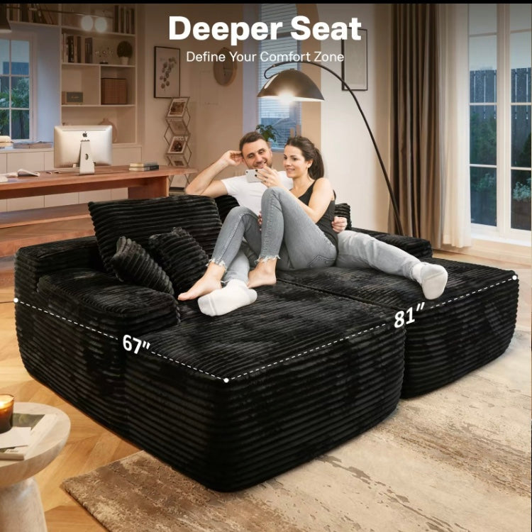 Luxury Compressed Sofa Bed - Plush Rabbit Hair Corduroy | Ergonomic Design | Instant Unboxing