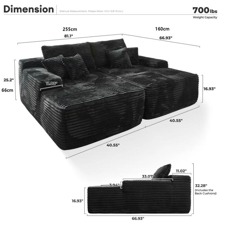 Luxury Compressed Sofa Bed - Plush Rabbit Hair Corduroy | Ergonomic Design | Instant Unboxing