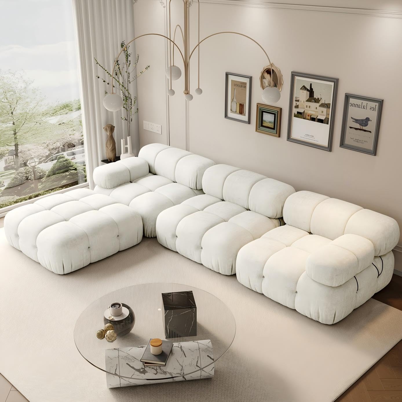 Modular Sofa Set - Customizable Sectional Couch with Reversible Chaise, Ottoman & DIY Colors (Black, White, Gray, Red, Yellow)