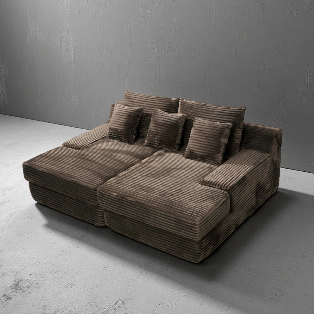 Luxury Compressed Sofa Bed - Plush Rabbit Hair Corduroy | Ergonomic Design | Instant Unboxing
