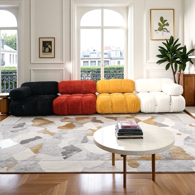 Modular Sofa Set - Customizable Sectional Couch with Reversible Chaise, Ottoman & DIY Colors (Black, White, Gray, Red, Yellow)