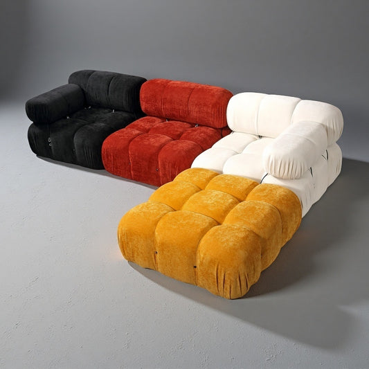 Modular Sofa Set - Customizable Sectional Couch with Reversible Chaise, Ottoman & DIY Colors (Black, White, Gray, Red, Yellow)