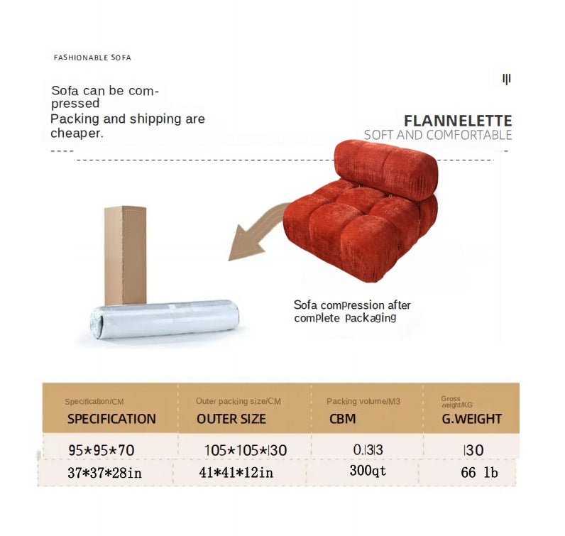 Modular Sofa Set - Customizable Sectional Couch with Reversible Chaise, Ottoman & DIY Colors (Black, White, Gray, Red, Yellow)