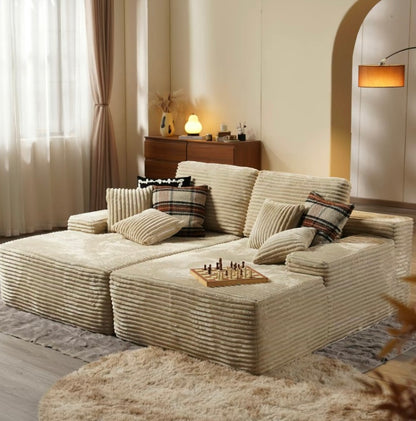 Luxury Compressed Sofa Bed - Plush Rabbit Hair Corduroy | Ergonomic Design | Instant Unboxing