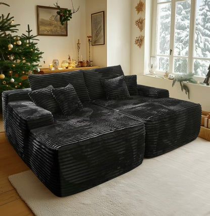 Luxury Compressed Sofa Bed - Plush Rabbit Hair Corduroy | Ergonomic Design | Instant Unboxing