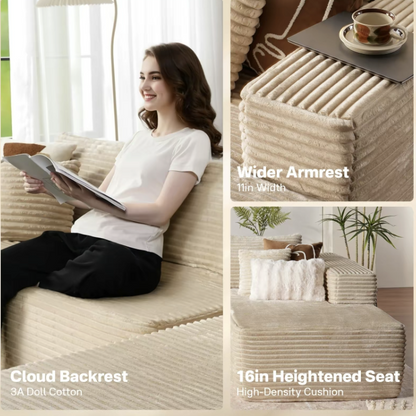 Luxury Compressed Sofa Bed - Plush Rabbit Hair Corduroy | Ergonomic Design | Instant Unboxing