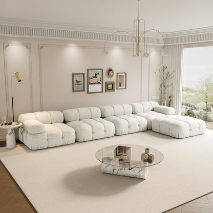 Modular Sofa Set - Customizable Sectional Couch with Reversible Chaise, Ottoman & DIY Colors (Black, White, Gray, Red, Yellow)