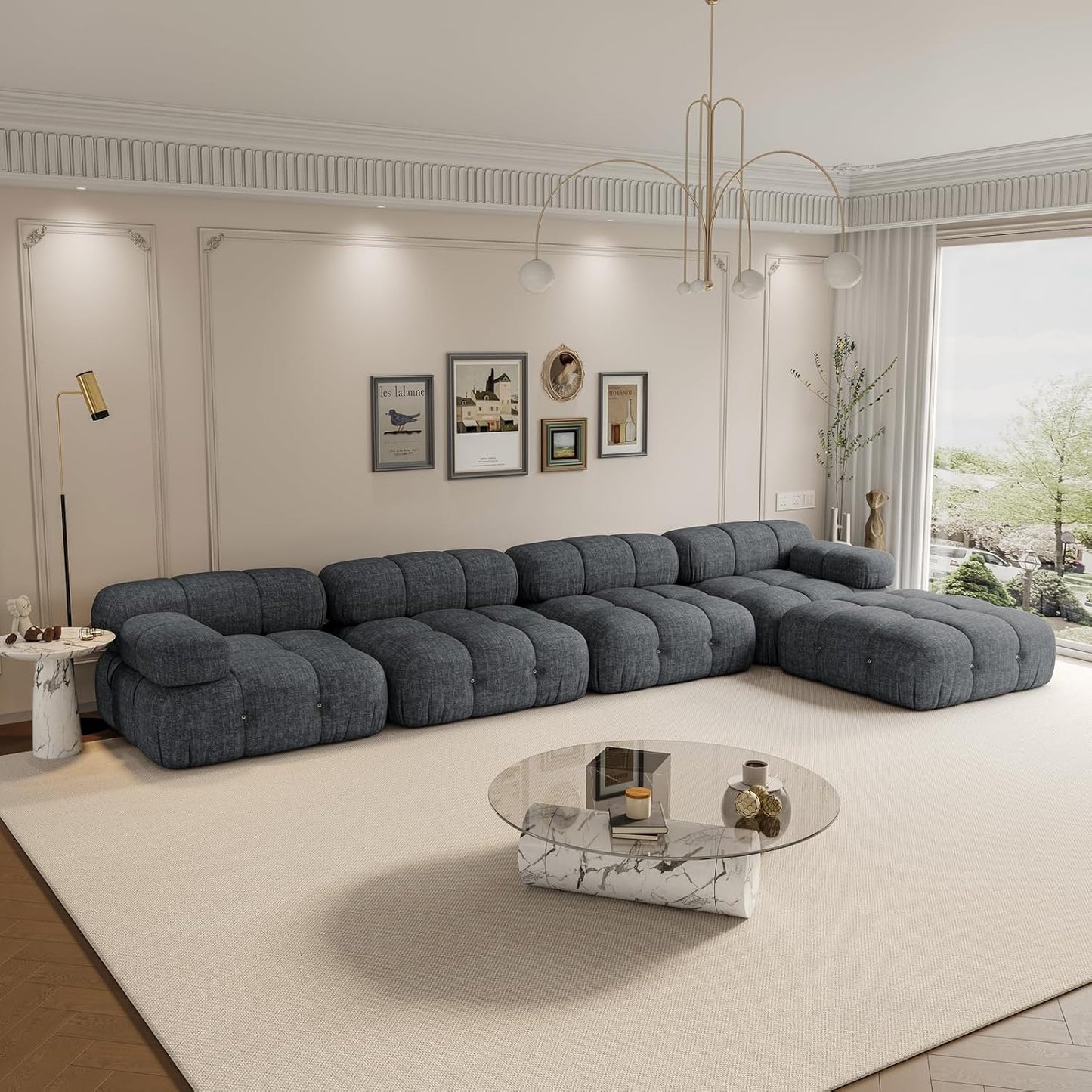 Modular Sofa Set - Customizable Sectional Couch with Reversible Chaise, Ottoman & DIY Colors (Black, White, Gray, Red, Yellow)