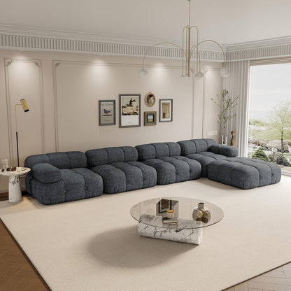Modular Sofa Set - Customizable Sectional Couch with Reversible Chaise, Ottoman & DIY Colors (Black, White, Gray, Red, Yellow)